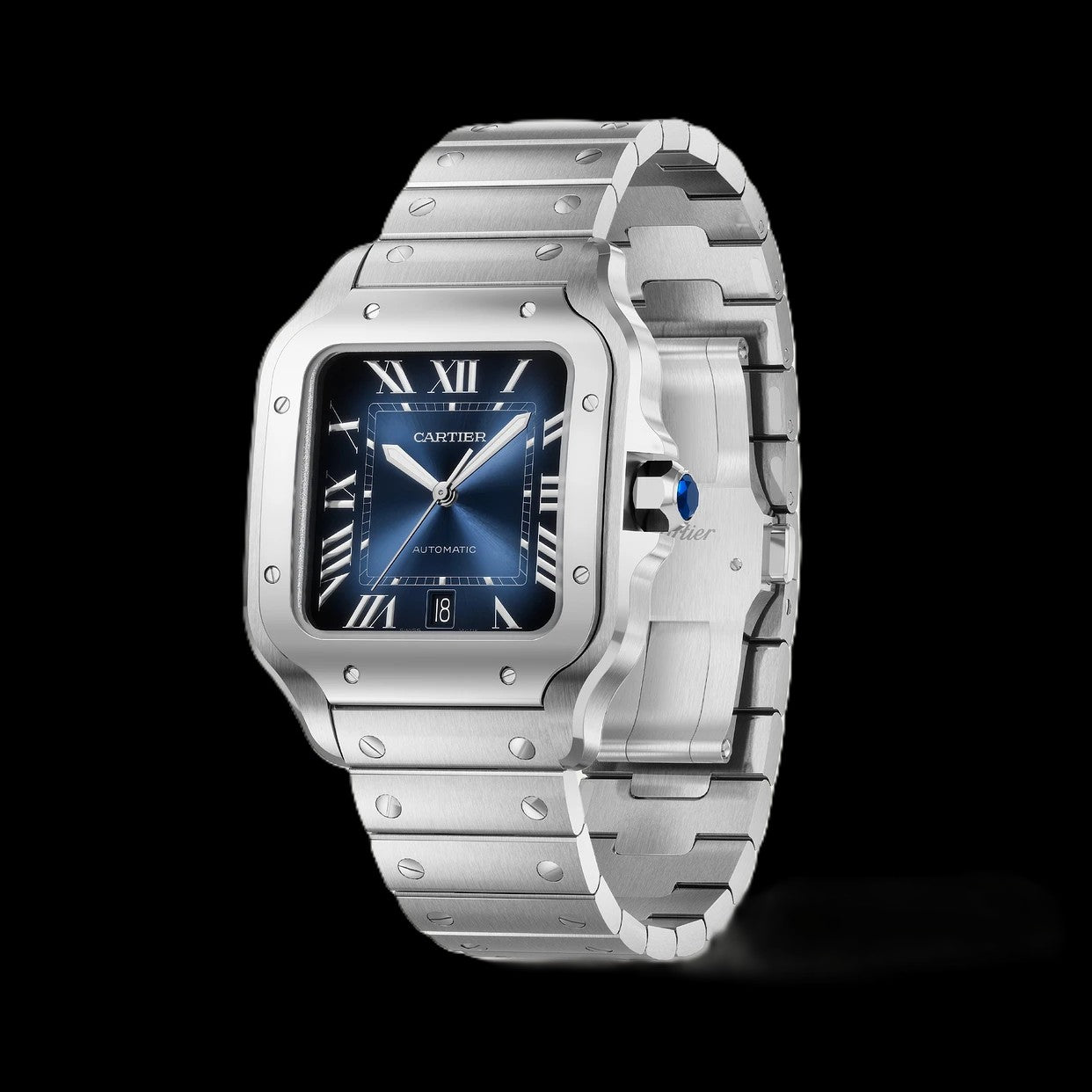 Cartier Santos - Silver + Blue Dial