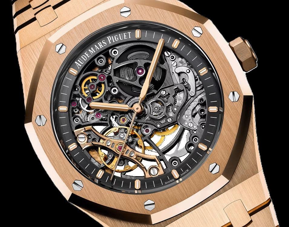 Audemars Piguet Royal Oak Skeleton - Rose Gold + Black (AP)