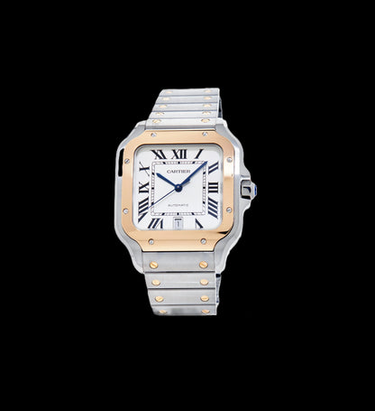 Cartier Santos - Two-Tone Rose Gold + White Dial