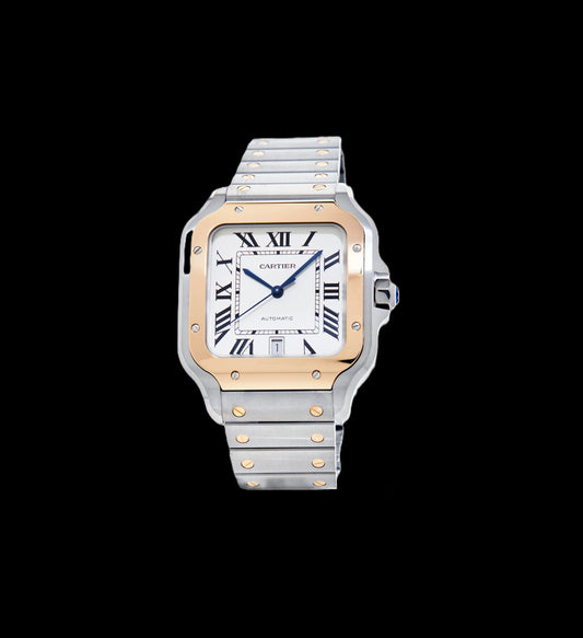 Cartier Santos - Two-Tone Rose Gold + White Dial