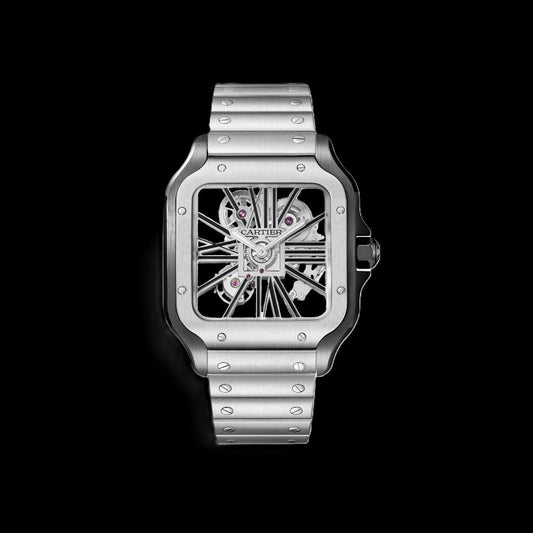 Cartier Santos Skeleton - Silver + Black