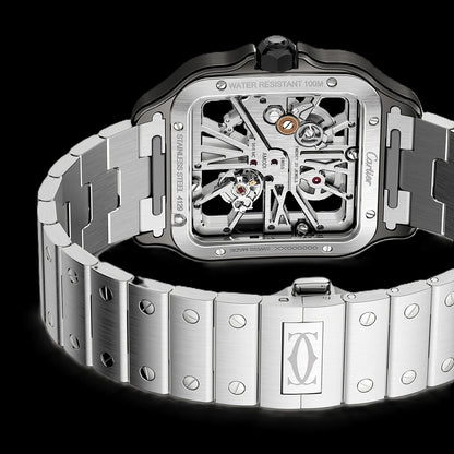 Cartier Santos Skeleton - Silver + Black