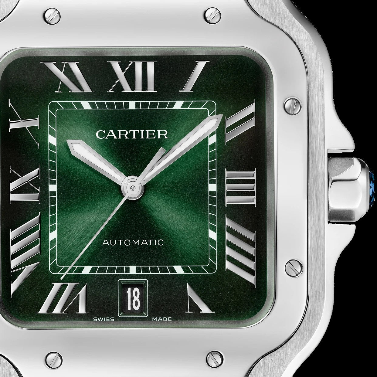 Cartier Santos - Silver + Green Dial