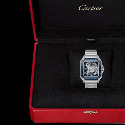 Cartier Santos Skeleton - Silver + Blue