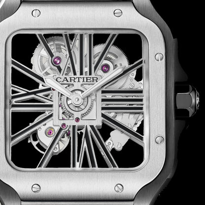Cartier Santos Skeleton - Silver + Black