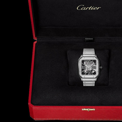 Cartier Santos Skeleton - Silver + Black