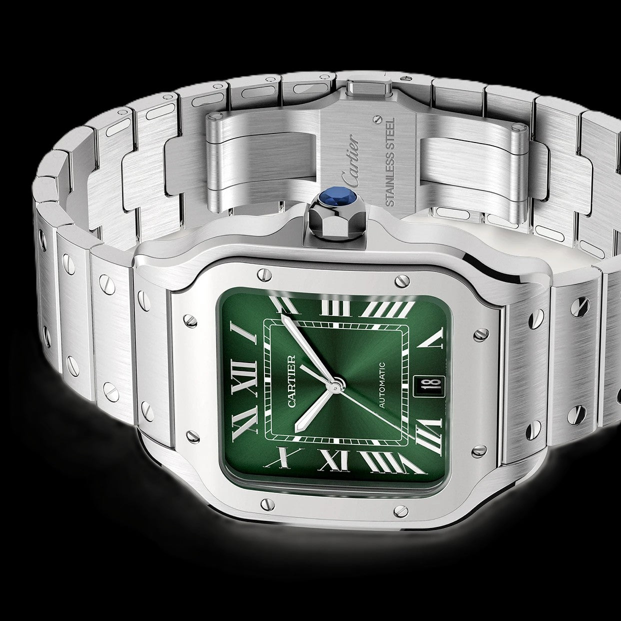 Cartier Santos - Silver + Green Dial