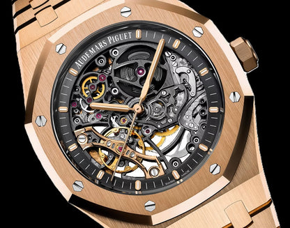 Audemars Piguet Royal Oak Skeleton - Rose Gold + Black (AP)